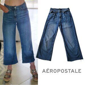 Aeropostale High-Rise Wide Leg Jeans Raw Hem 4R